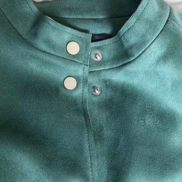 Zara Faux Suede Crop Moto Jacket Green - Picture 7 of 7